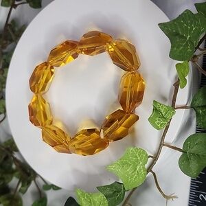 Honey Solid Glass Bead Stretch Bracelet